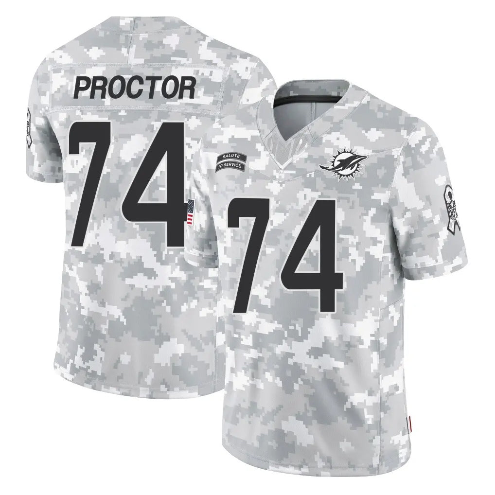 Johmsee M.Dolphins #74 Kadyn Proctor Player Arctic Camo Salute To Service Limited Game Stitched Jerseys