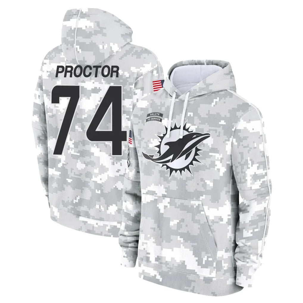Johmsee M.Dolphins #74 Kadyn Proctor Player Arctic Camo Salute to Service Hoodies Limited Game Stitched Jerseys