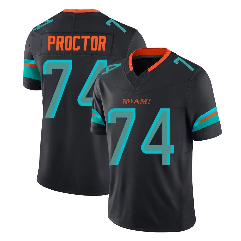 Johmsee M.Dolphins #74 Kadyn Proctor Player Black Limited Pitch Rivalries Collection Home Game Stitched Jerseys