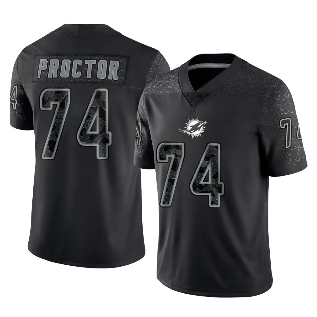 Johmsee M.Dolphins #74 Kadyn Proctor Player Black Reflective Limited Game Stitched Jerseys
