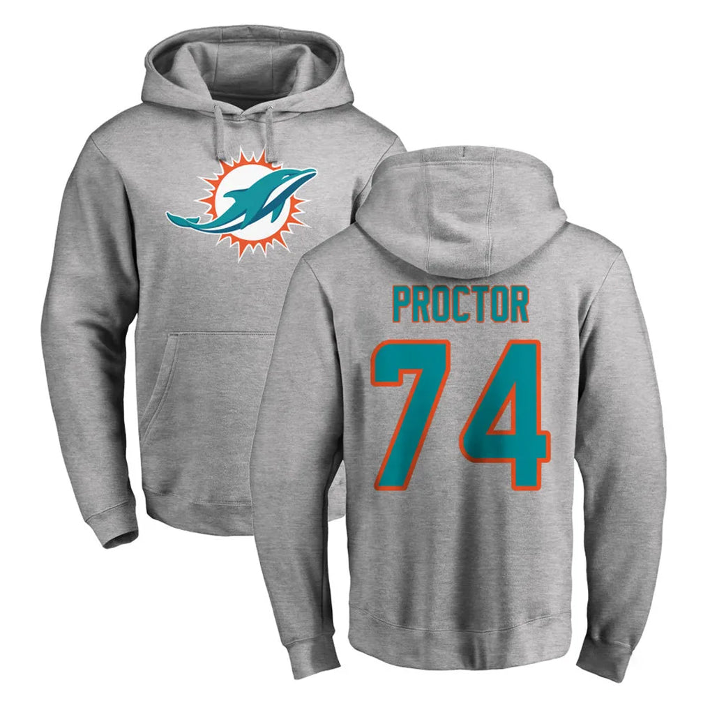 Johmsee M.Dolphins #74 Kadyn Proctor Player Gray LOGO Pullover Hoodies Limited Stitched Jerseys