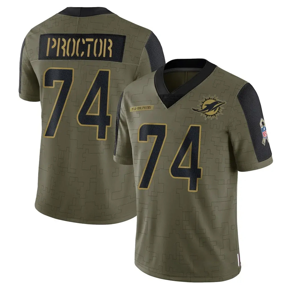 Johmsee M.Dolphins #74 Kadyn Proctor Player Olive Salute To Service Limited Game Stitched Jerseys