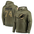 Johmsee M.Dolphins #74 Kadyn Proctor Player Olive Salute to Service Pullover Hoodies Home Game Stitched Jerseys