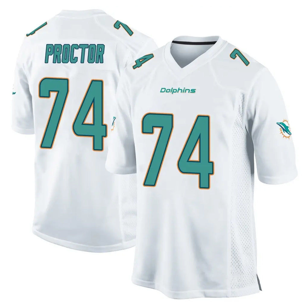 Johmsee M.Dolphins #74 Kadyn Proctor Player White Home Game Stitched Jerseys
