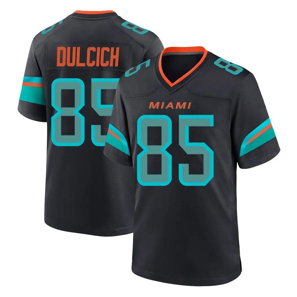 Johmsee M.Dolphins #85 Greg Dulcich Player Black Pitch Rivalries Collection Home Game Stitched Jerseys