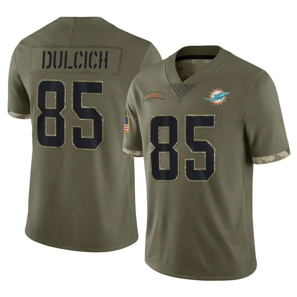 Johmsee M.Dolphins #85 Greg Dulcich Player Olive Salute To Service Limited Stitched Jerseys