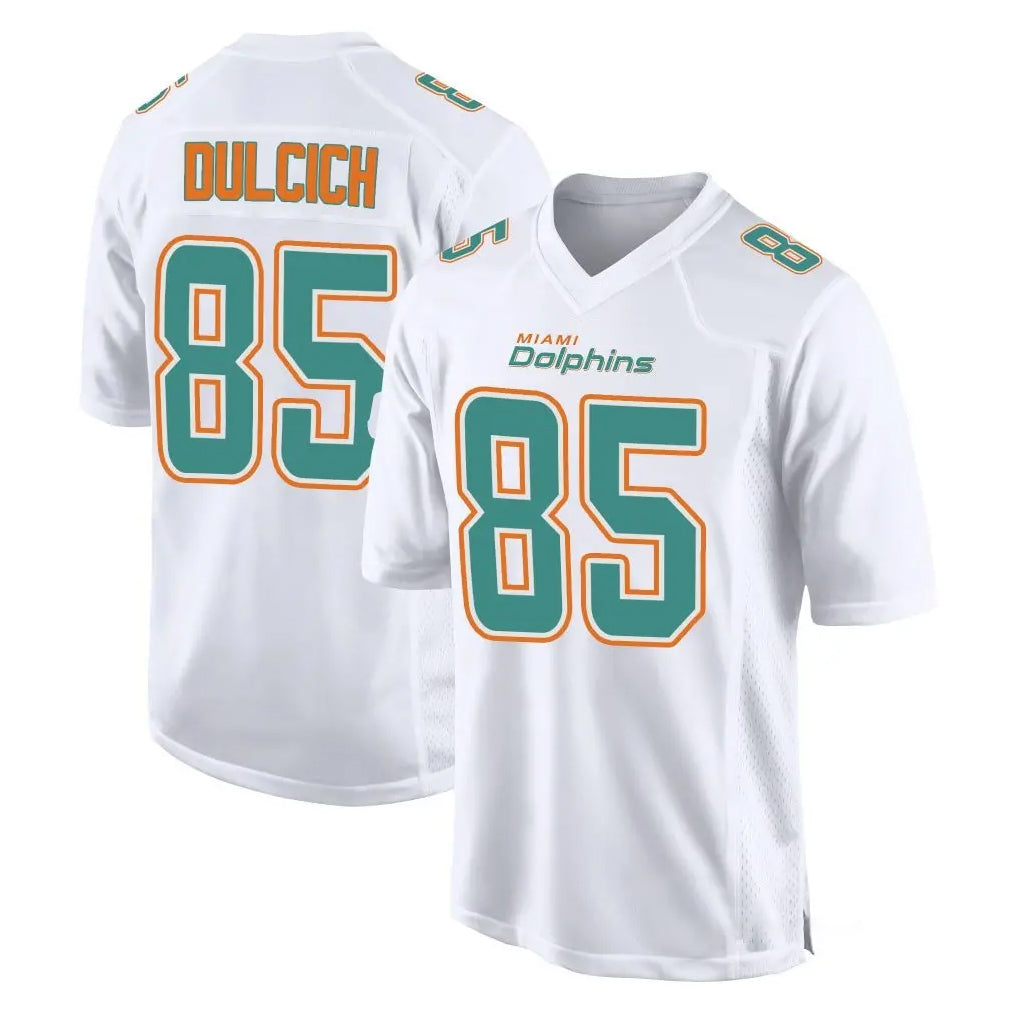 Johmsee M.Dolphins #85 Greg Dulcich Player White Fashion Home Game Stitched Jerseys