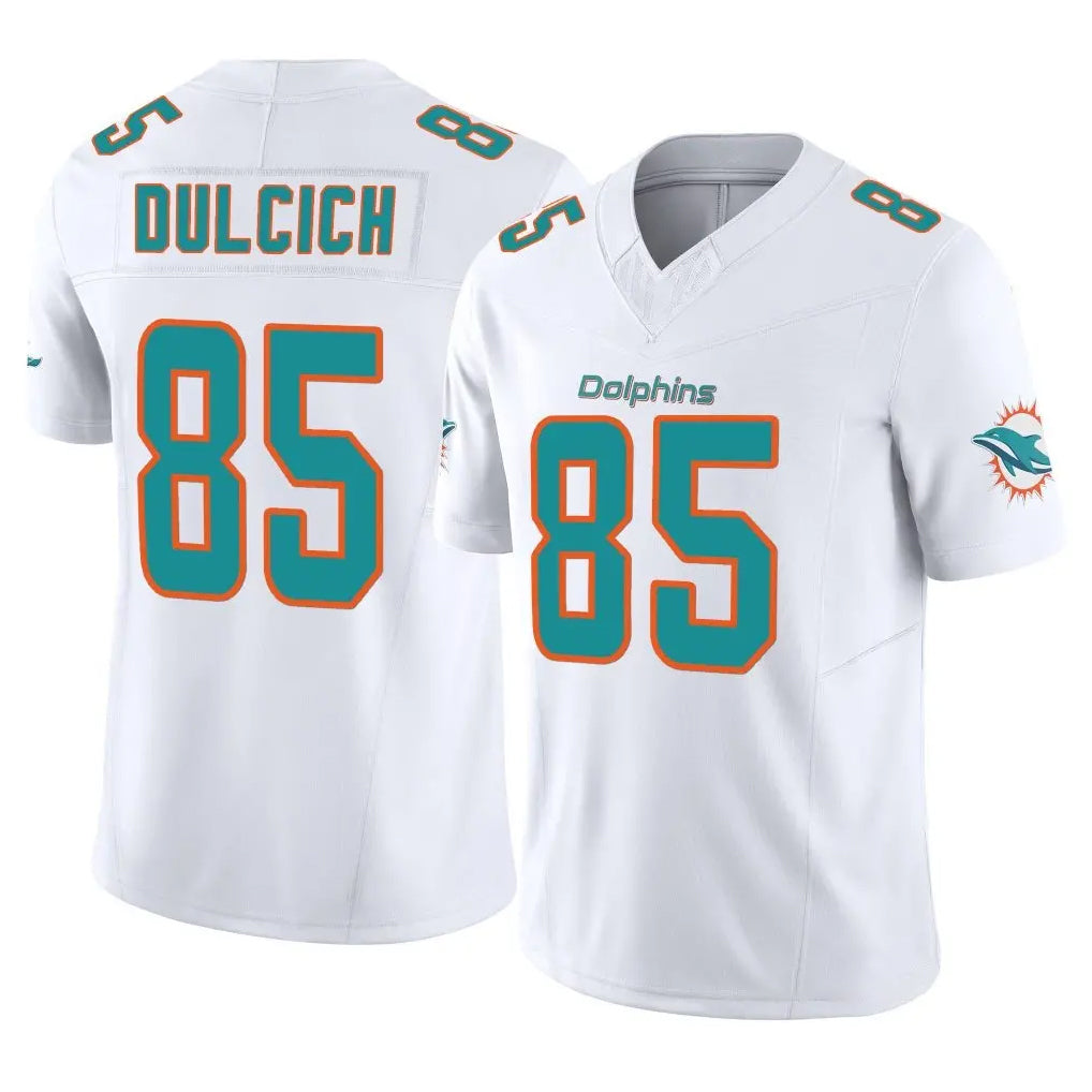 Johmsee M.Dolphins #85 Greg Dulcich Player White Limited Vapor F.U.S.E. Home Game Stitched Jerseys