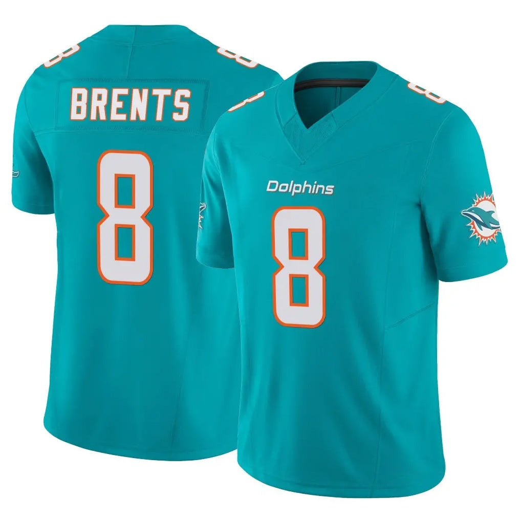 Johmsee M.Dolphins #8 JuJu Brents Player Aqua Limited Vapor F.U.S.E. Home Game Stitched Jerseys