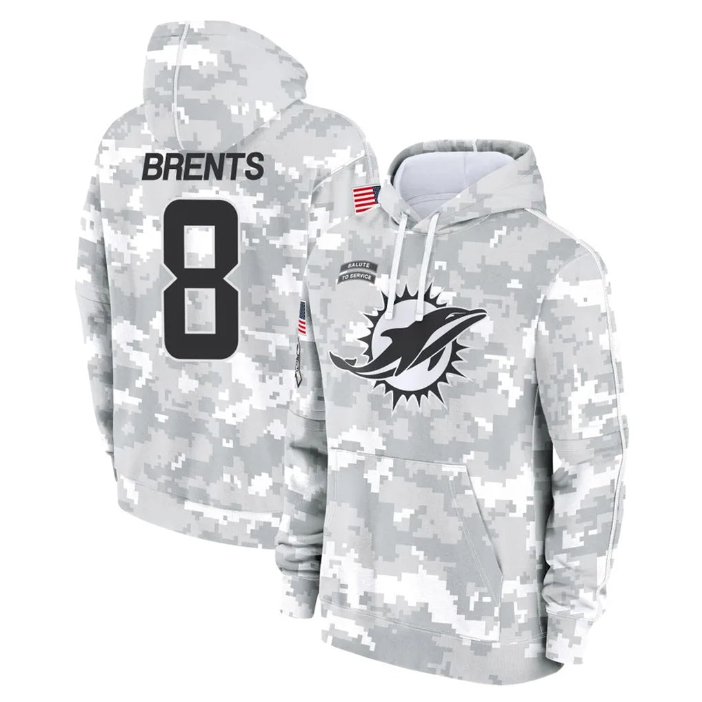Johmsee M.Dolphins #8 JuJu Brents Player Arctic Camo Salute to Service Hoodies Limited Game Stitched Jerseys