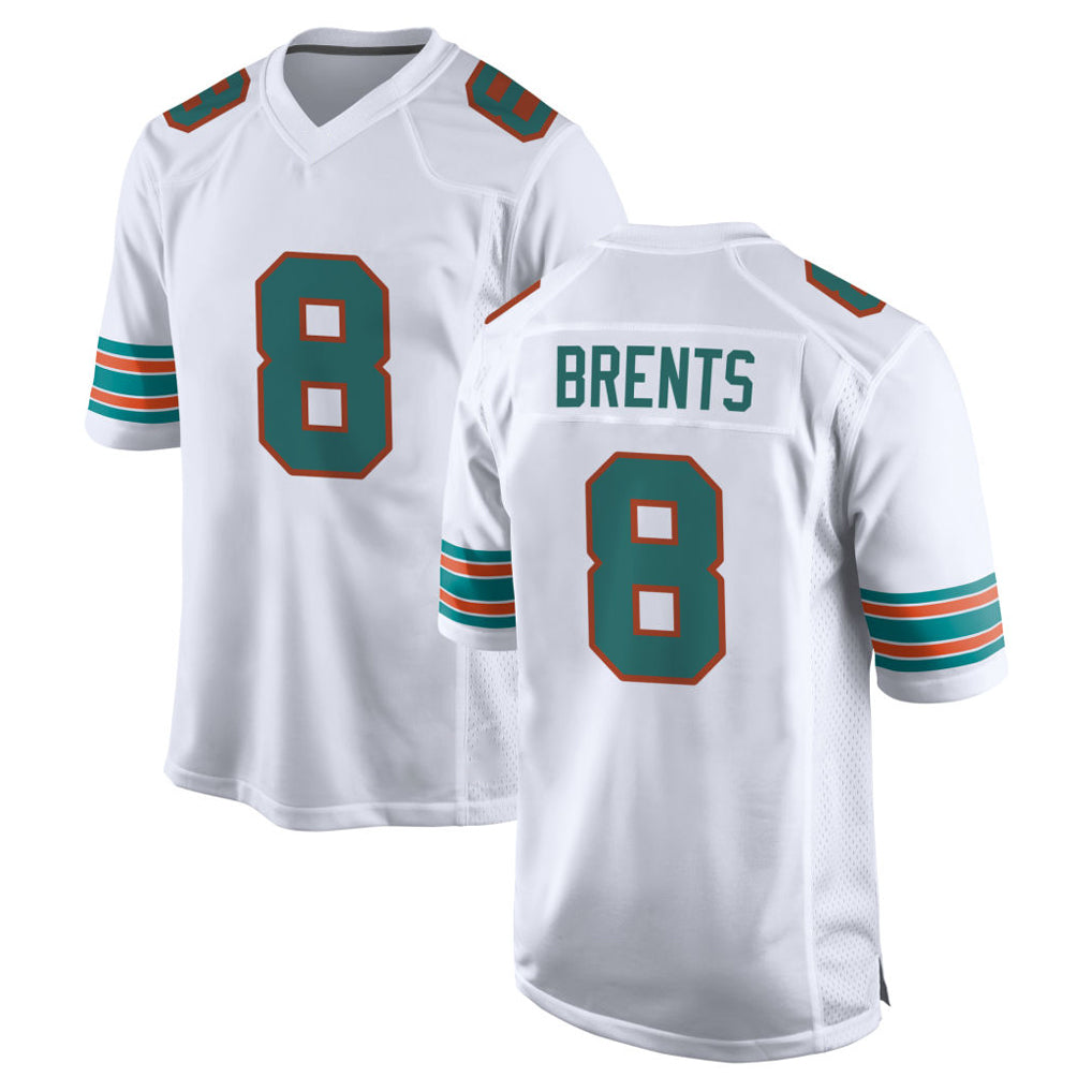 Johmsee M.Dolphins #8 JuJu Brents Player White Limited Home Game Stitched Jerseys
