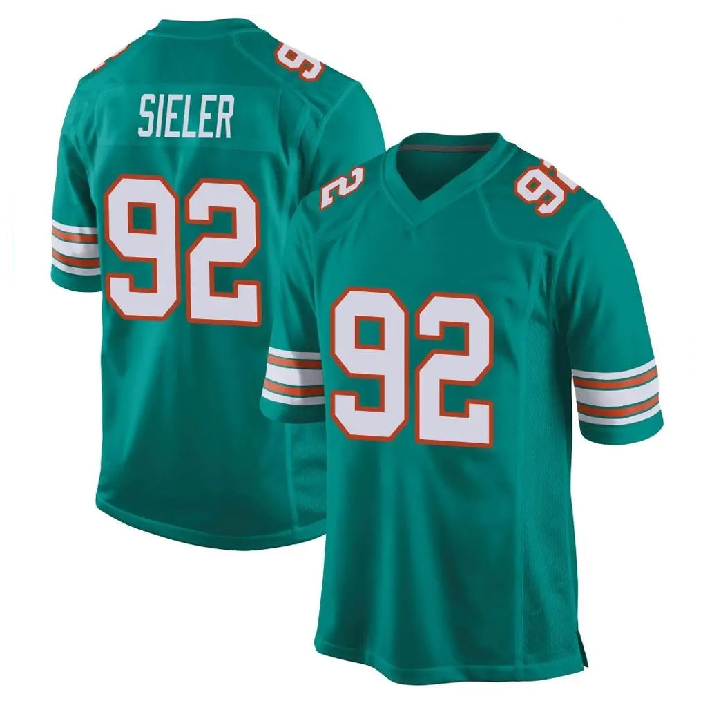 Johmsee M.Dolphins #92 Zach Sieler Player Aqua Alternate Home Game Stitched Jerseys