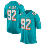 Johmsee M.Dolphins #92 Zach Sieler Player Aqua Home Game Stitched Jerseys