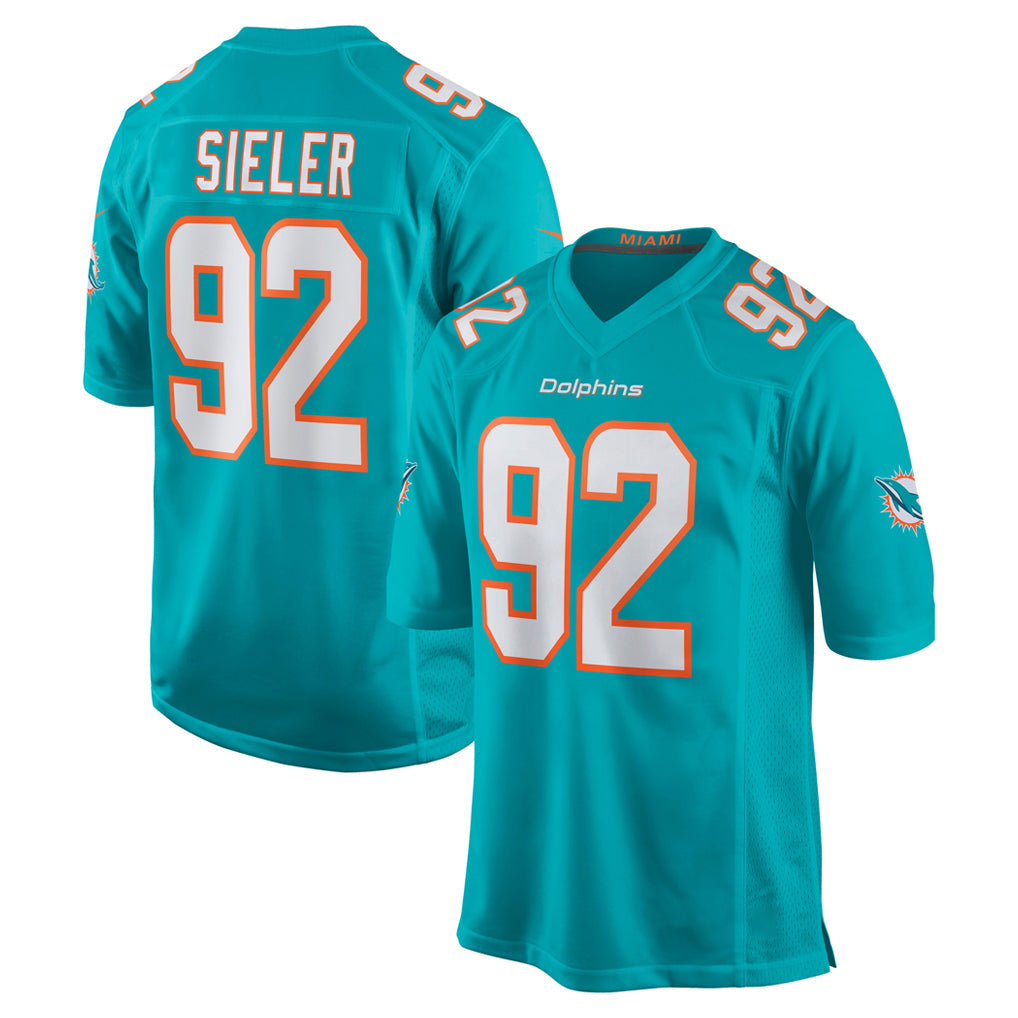 Johmsee M.Dolphins #92 Zach Sieler Player Aqua Home Game Stitched Jerseys