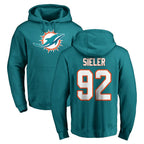 Johmsee M.Dolphins #92 Zach Sieler Player Aqua LOGO Pullover Hoodies Limited Stitched Jerseys
