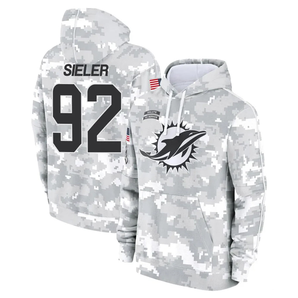Johmsee M.Dolphins #92 Zach Sieler Player Arctic Camo Salute to Service Hoodies Limited Game Stitched Jerseys