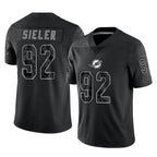 Johmsee M.Dolphins #92 Zach Sieler Player Black Reflective Limited Game Stitched Jerseys