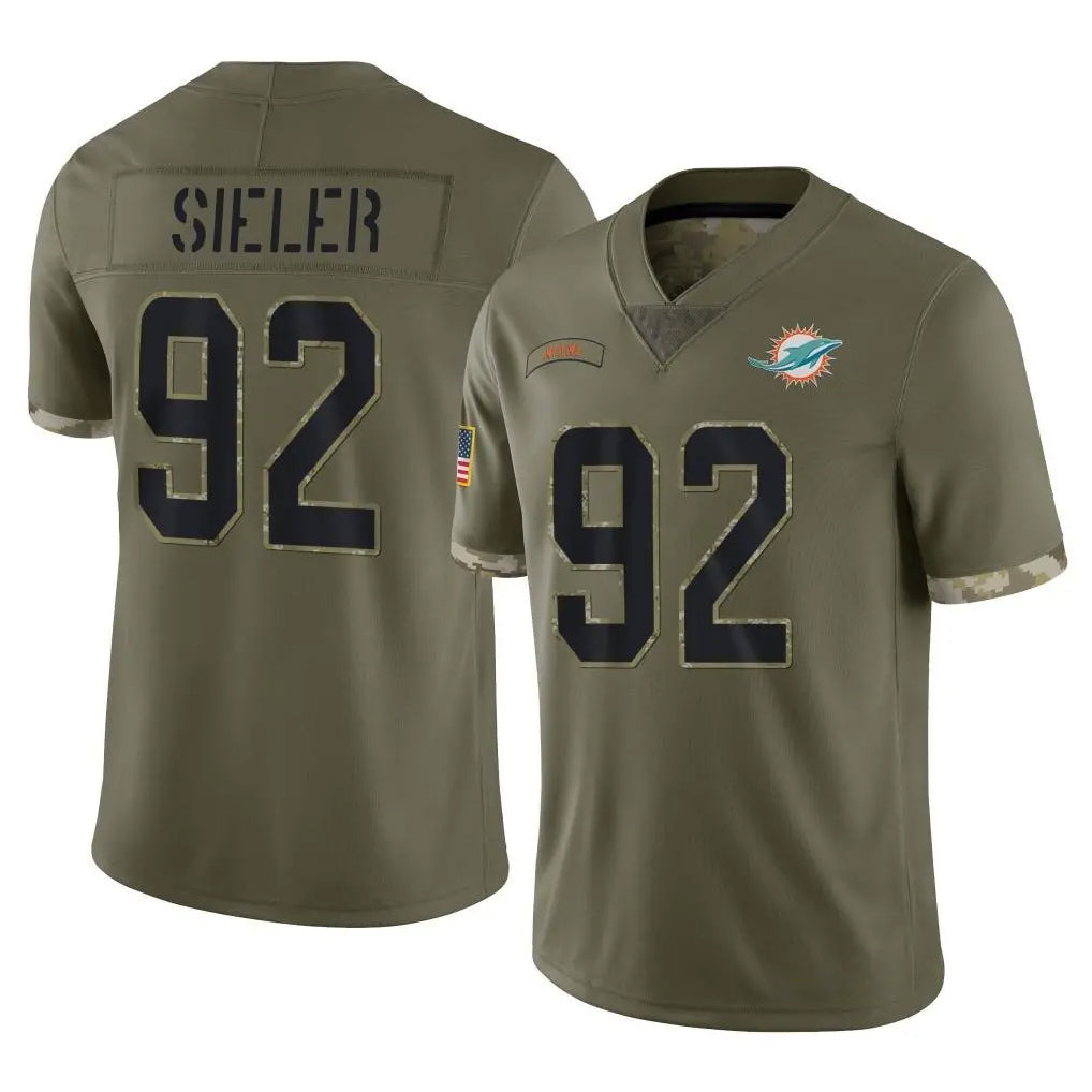 Johmsee M.Dolphins #92 Zach Sieler Player Olive Salute To Service Limited Stitched Jerseys