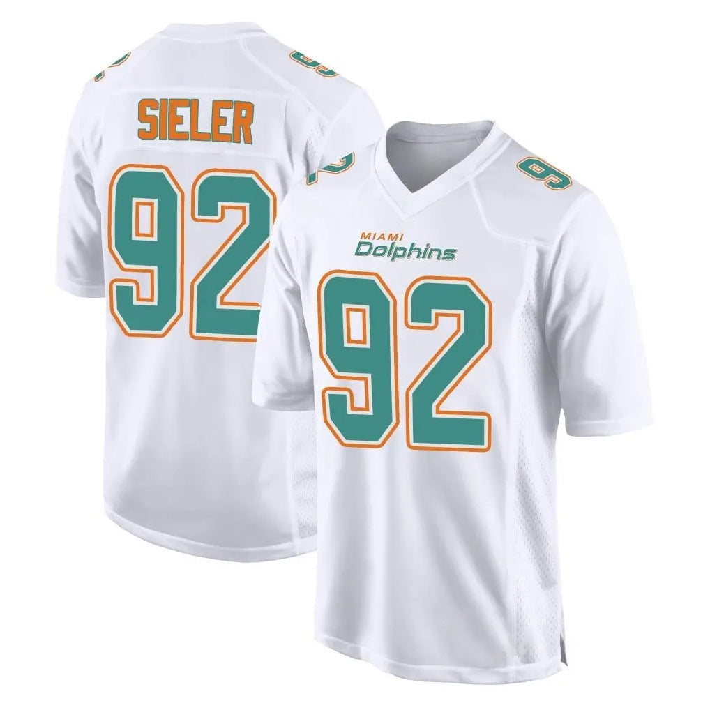 Johmsee M.Dolphins #92 Zach Sieler Player White Fashion Home Game Stitched Jerseys