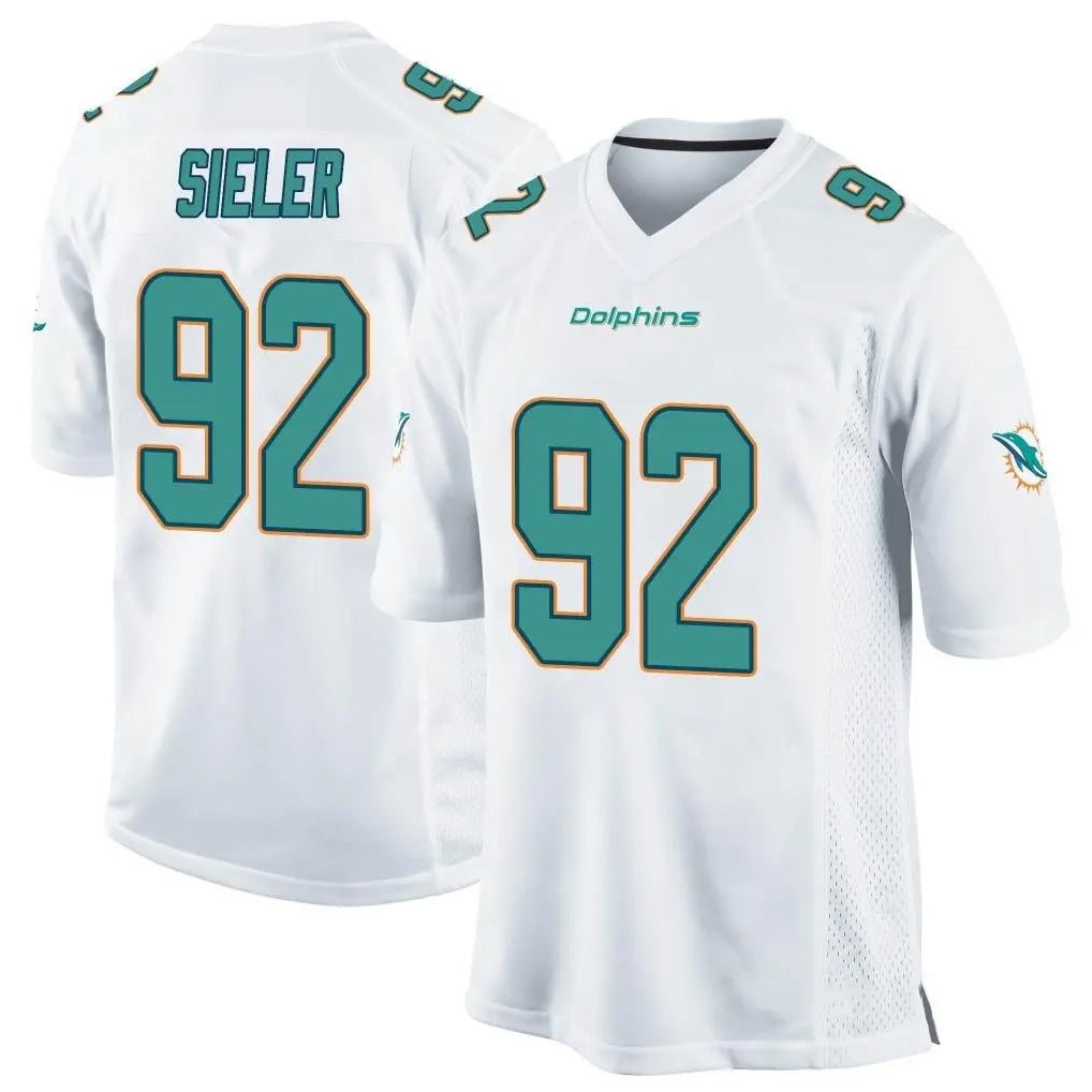 Johmsee M.Dolphins #92 Zach Sieler Player White Home Game Stitched Jerseys