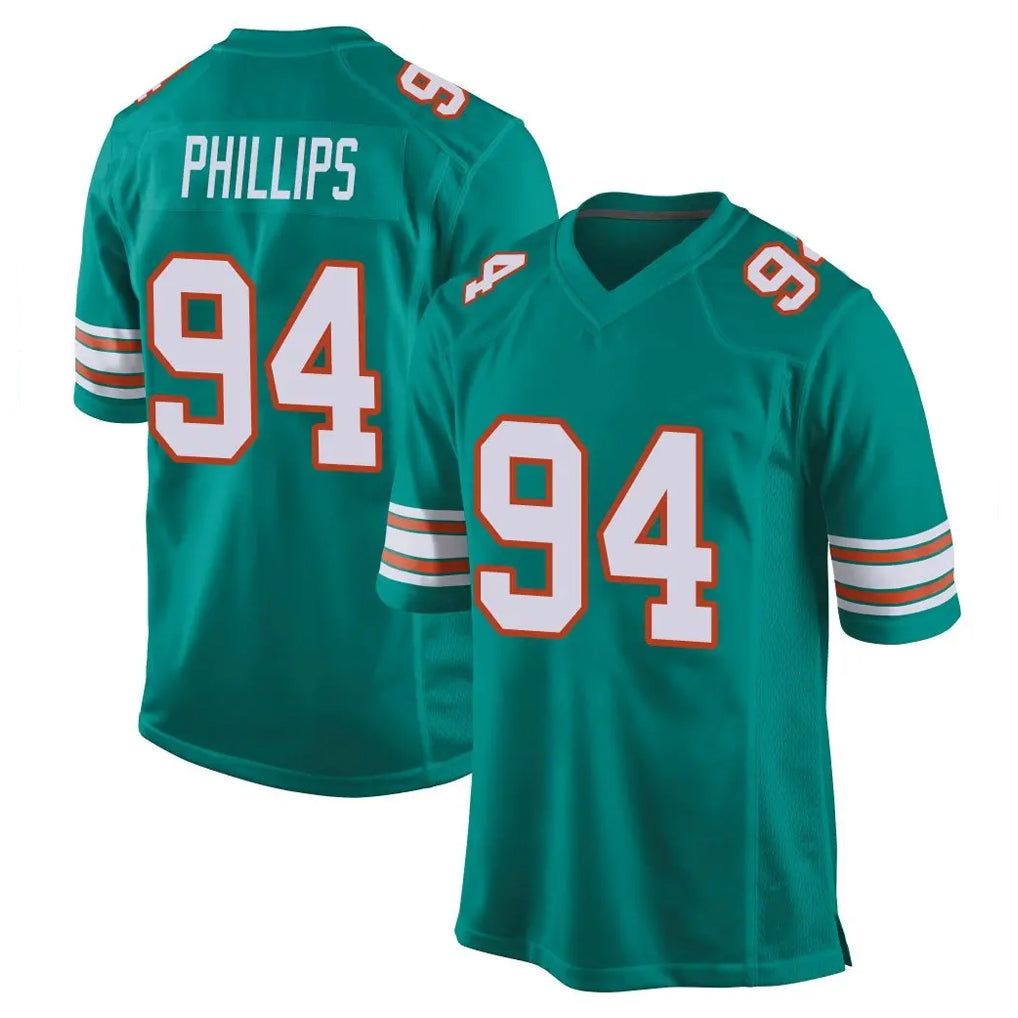 Johmsee M.Dolphins #94 Jordan Phillips Player Aqua Alternate Home Game Stitched Jerseys