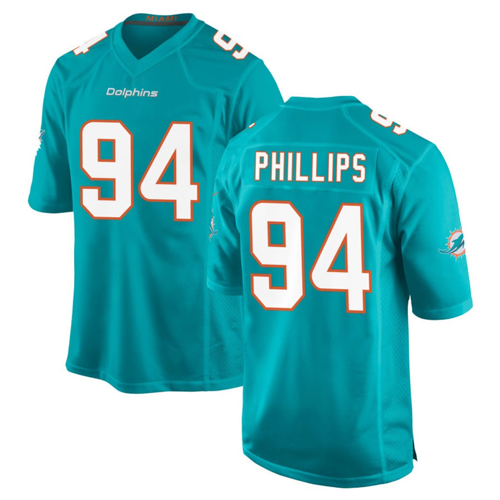 Johmsee M.Dolphins #94 Jordan Phillips Player Aqua Home Game Stitched Jerseys