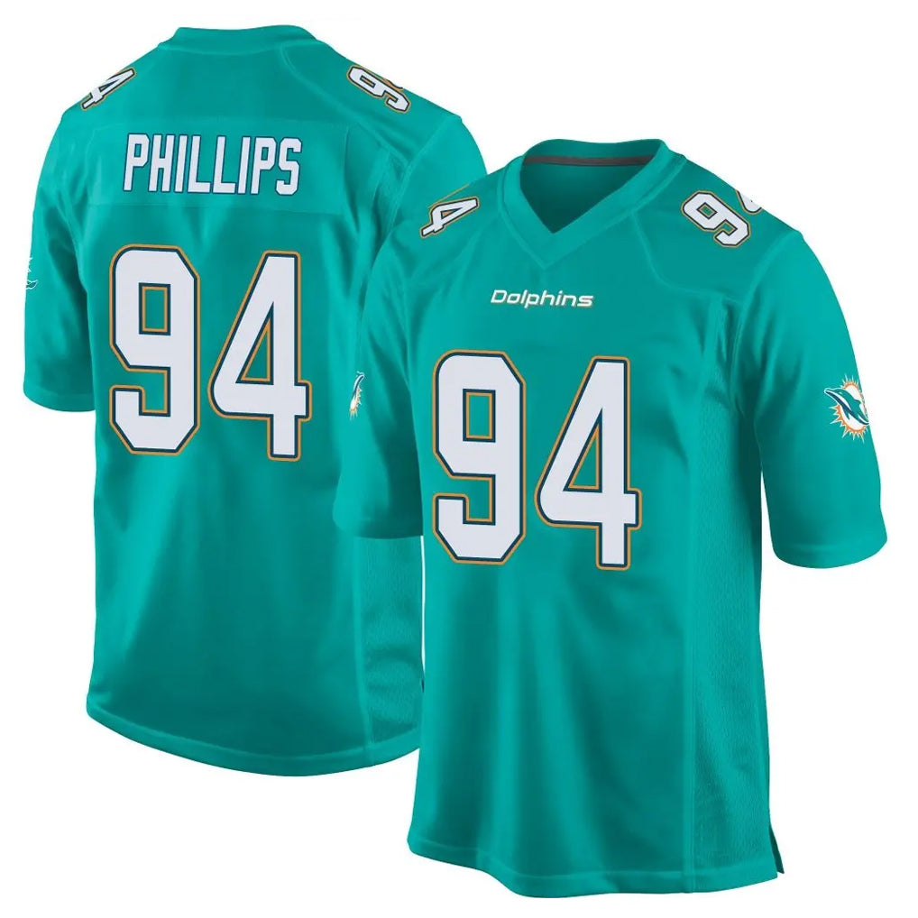 Johmsee M.Dolphins #94 Jordan Phillips Player Aqua Team Color Home Game Stitched Jerseys