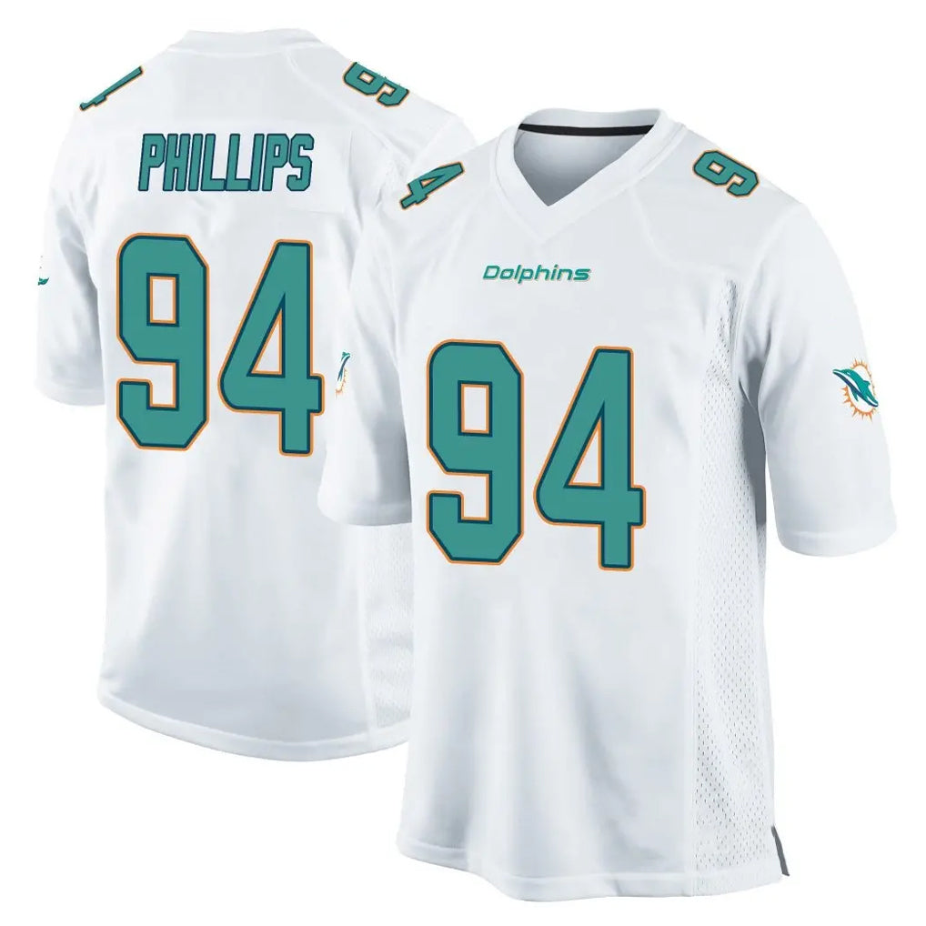 Johmsee M.Dolphins #94 Jordan Phillips Player White Home Game Stitched Jerseys