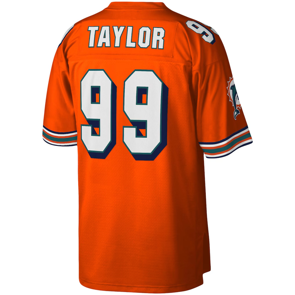 Johmsee M.Dolphins #99 Jason Taylor Mitchell & Ness Orange Big & Tall 2004 Retired Player Replica Jersey
