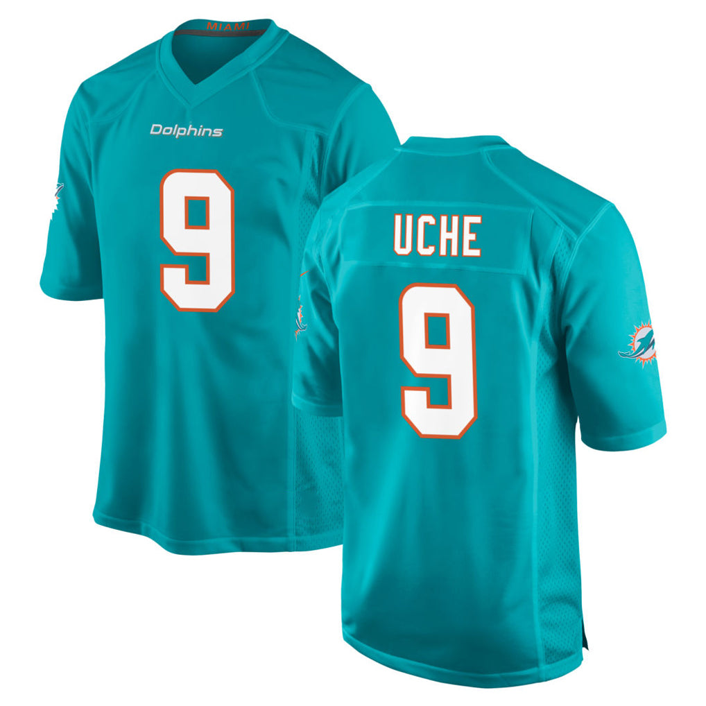 Johmsee M.Dolphins #9 Joshua Uche Player Aqua Home Game Stitched Jerseys