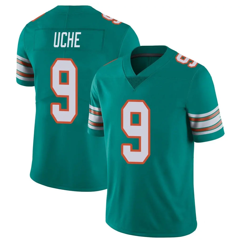 Johmsee M.Dolphins #9 Joshua Uche Player Aqua Limited Alternate Vapor Untouchable Home Game Stitched Jerseys