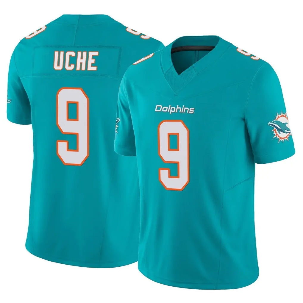 Johmsee M.Dolphins #9 Joshua Uche Player Aqua Limited Vapor F.U.S.E. Home Game Stitched Jerseys
