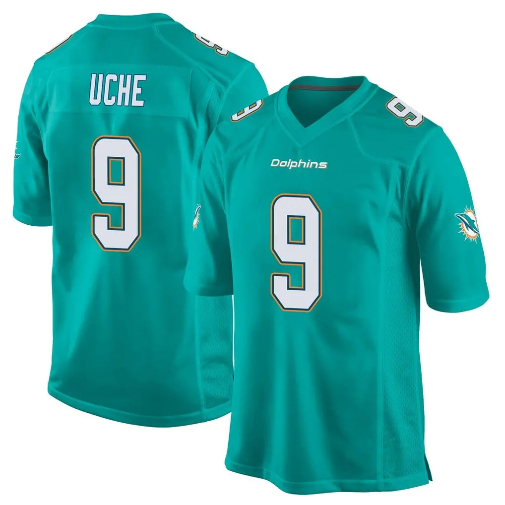 Johmsee M.Dolphins #9 Joshua Uche Player Aqua Team Color Home Game Stitched Jerseys