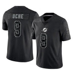 Johmsee M.Dolphins #9 Joshua Uche Player Black Reflective Limited Game Stitched Jerseys