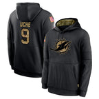 Johmsee M.Dolphins #9 Joshua Uche Player Black Salute to Service Hoodies Limited Game Stitched Jerseys