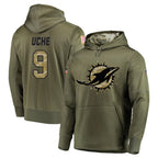 Johmsee M.Dolphins #9 Joshua Uche Player Olive Salute to Service Pullover Hoodies Home Game Stitched Jerseys