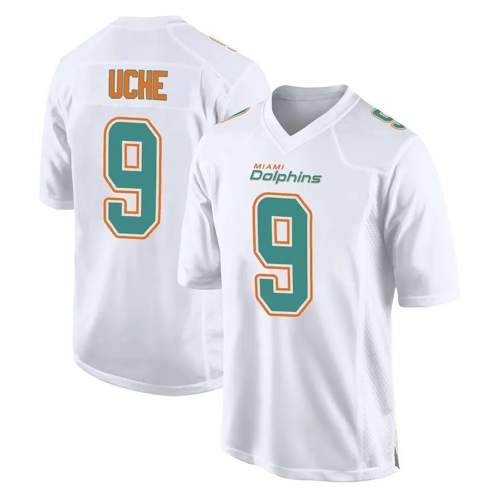 Johmsee M.Dolphins #9 Joshua Uche Player White Fashion Home Game Stitched Jerseys