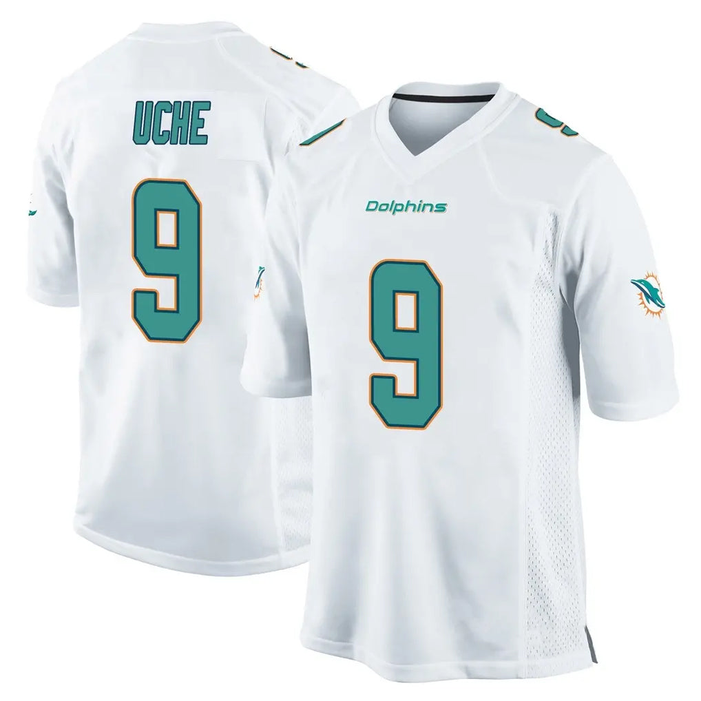 Johmsee M.Dolphins #9 Joshua Uche Player White Home Game Stitched Jerseys