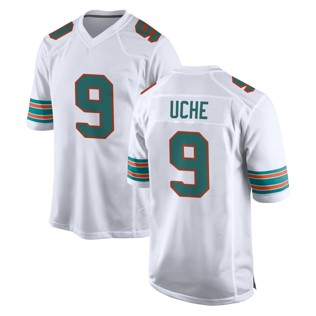 Johmsee M.Dolphins #9 Joshua Uche Player White Limited Home Game Stitched Jerseys