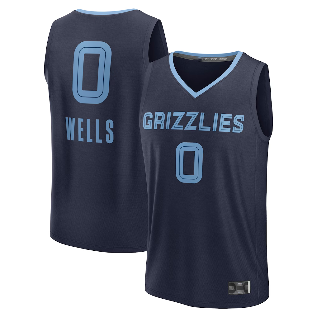 Johmsee M.Grizzlies #0 Jaylen Wells Navy Fast Break Replica Player Stitched Jerseys- Icon Edition