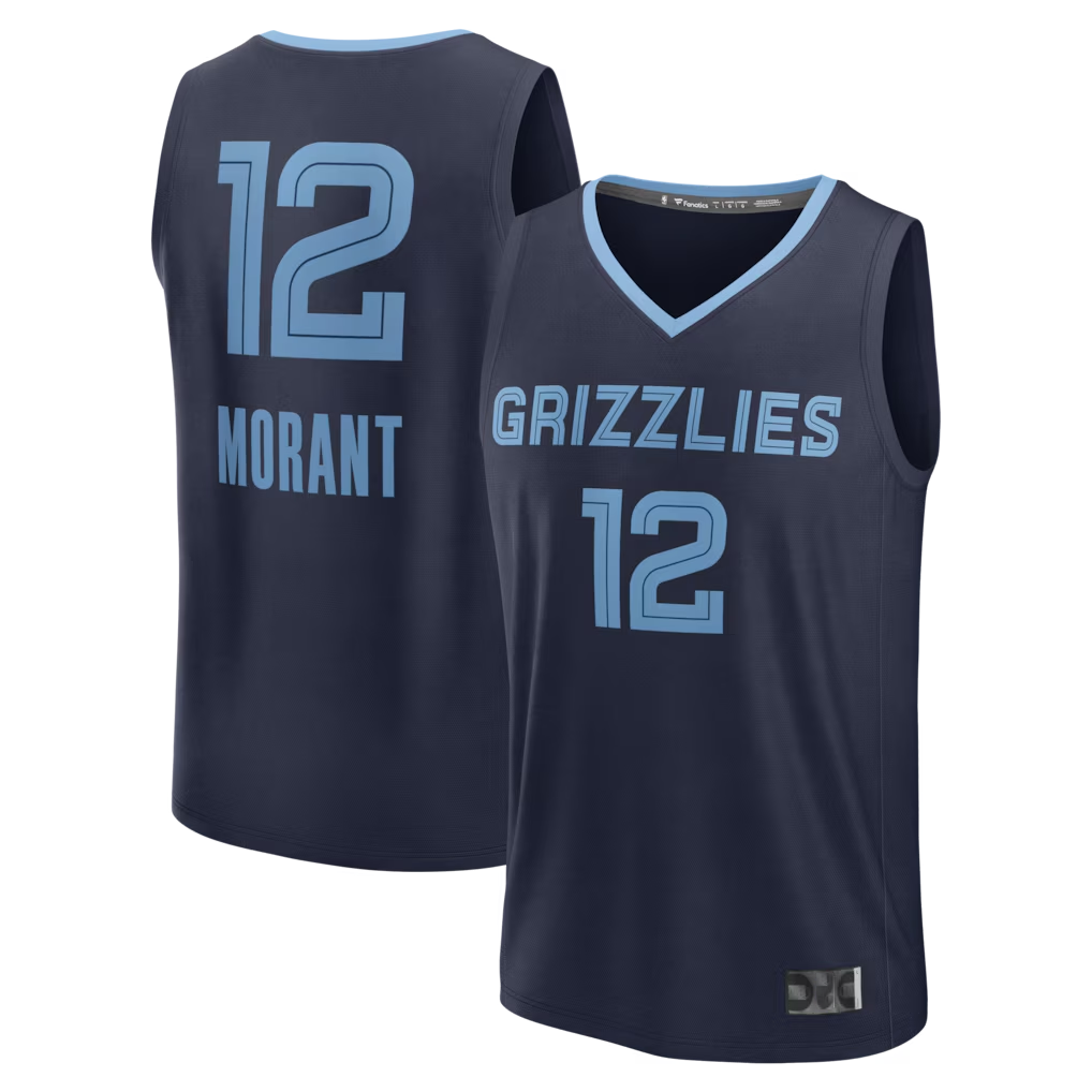 Johmsee M.Grizzlies #12 Ja Morant Navy Fast Break Replica Player Stitched Jerseys- Icon Edition