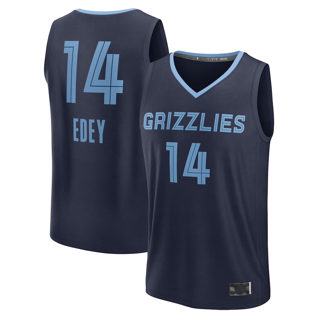 Johmsee M.Grizzlies #14 Zach Edey Navy Draft Fast Break Player Stitched Jerseys- Icon Edition