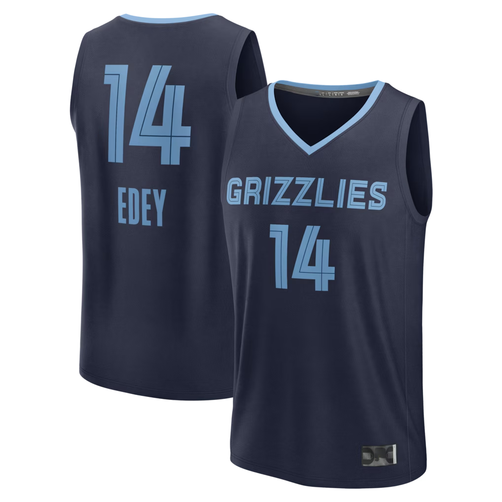 Johmsee M.Grizzlies #14 Zach Edey Navy Fast Break Replica Stitched Jerseys- Icon Edition