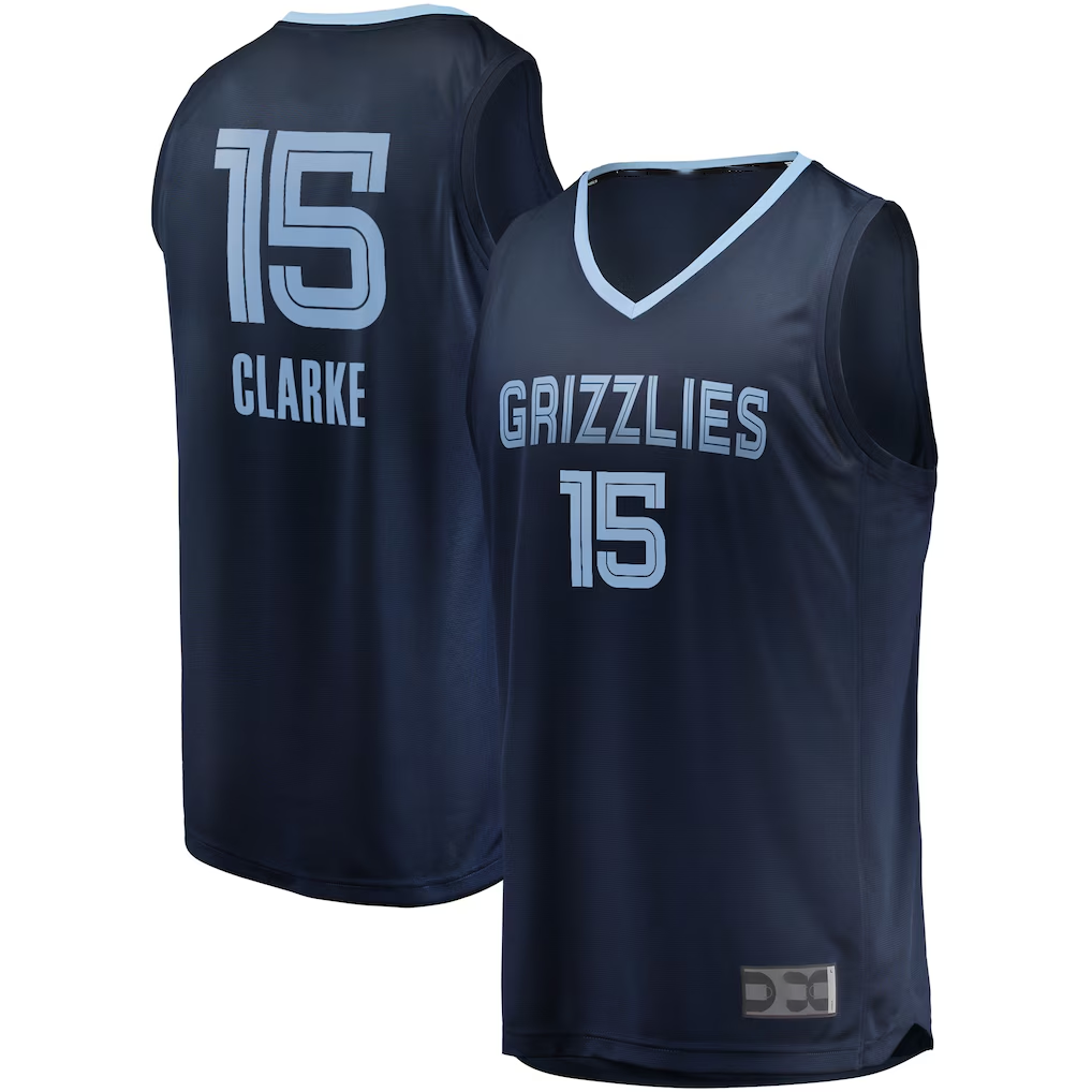 Johmsee M.Grizzlies #15 Brandon Clarke Navy Fast Break Replica Stitched Jerseys- Icon Edition