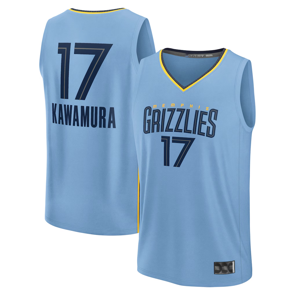 Johmsee M.Grizzlies #17 Yuki Kawamura Light Blue Fast Break Replica Player Stitched Jerseys- Statement Edition