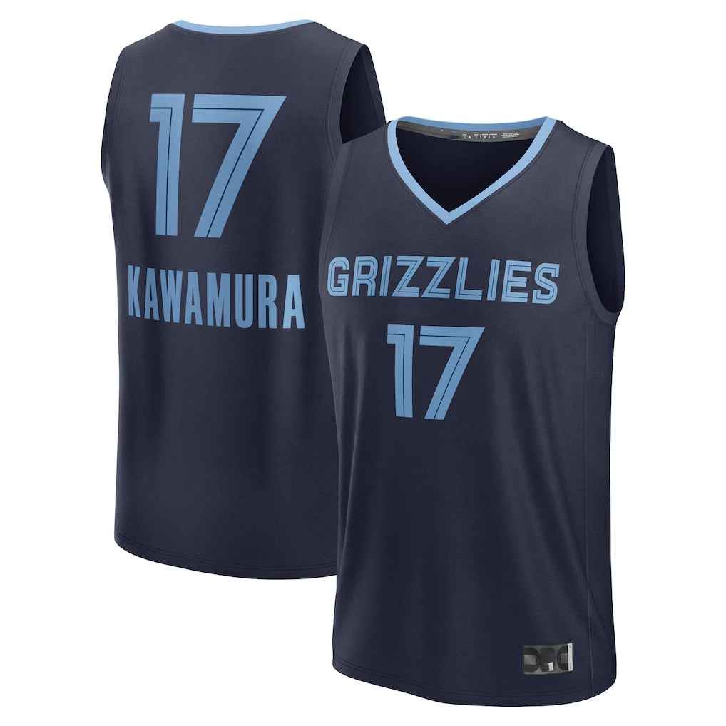 Johmsee M.Grizzlies #17 Yuki Kawamura Navy Fast Break Replica Player Stitched Jerseys- Icon Edition
