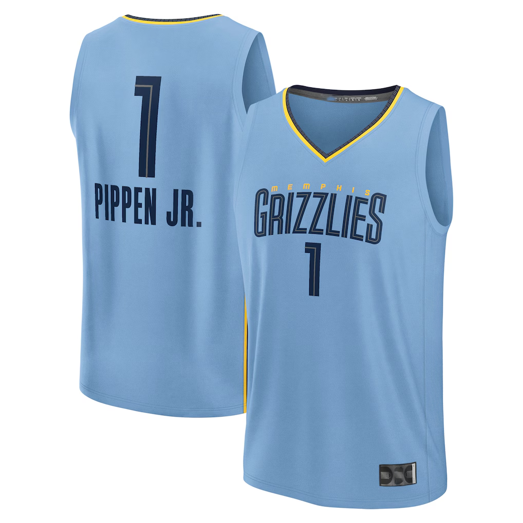 Johmsee M.Grizzlies #1 Scotty Pippen Jr. Light Blue Fast Break Replica Player Stitched Jerseys- Statement Edition