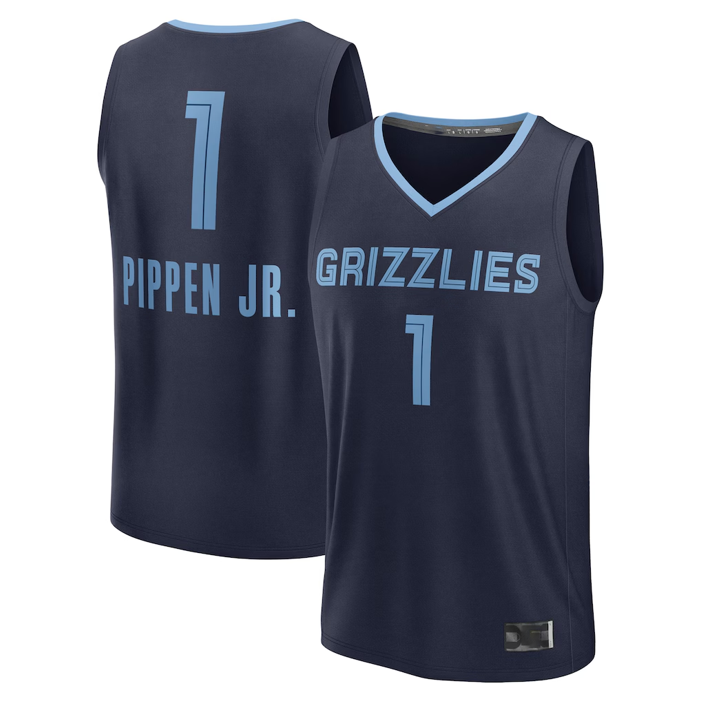 Johmsee M.Grizzlies #1 Scotty Pippen Jr. Navy Fast Break Replica Player Stitched Jerseys- Icon Edition