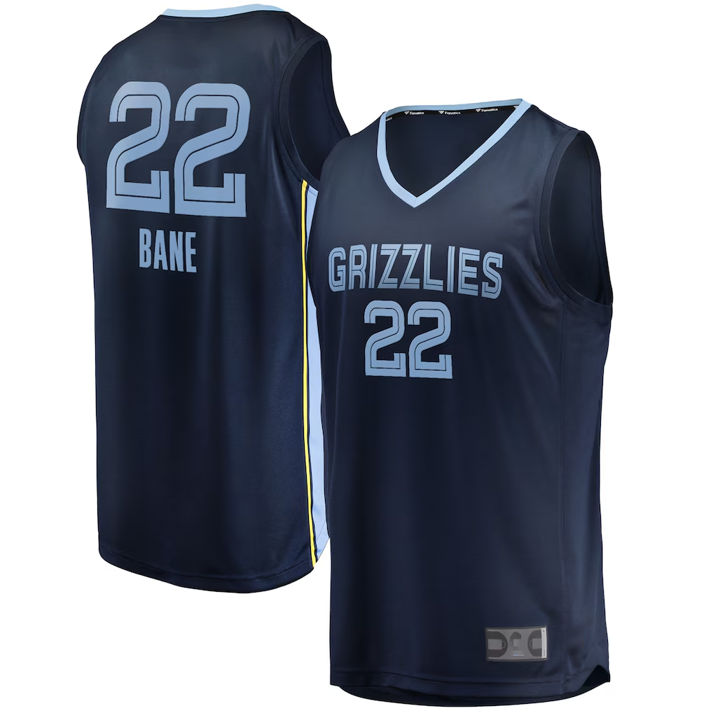 Johmsee M.Grizzlies #22 Desmond Bane Navy Fast Break Replica Stitched Jerseys- Icon Edition