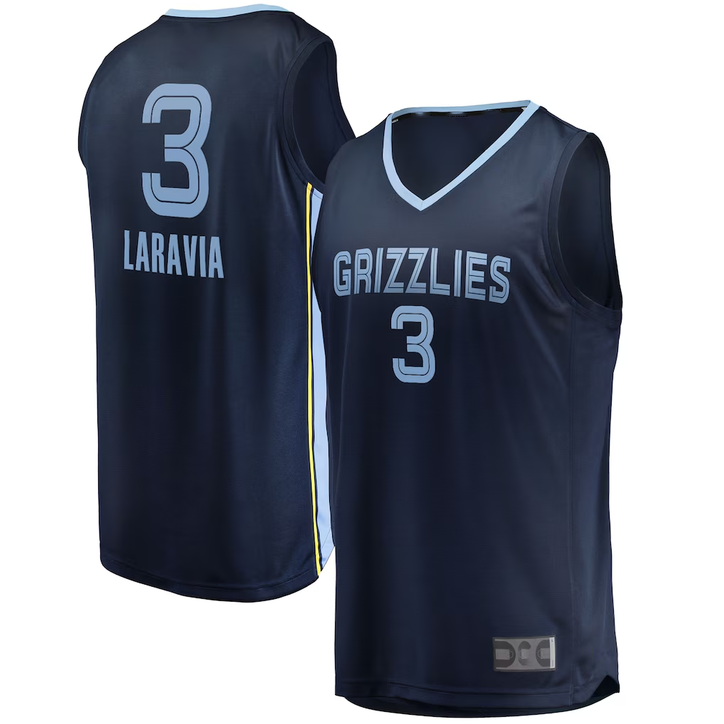 Johmsee M.Grizzlies #3 Jake LaRavia Navy Fast Break Replica Player Stitched Jerseys- Icon Edition